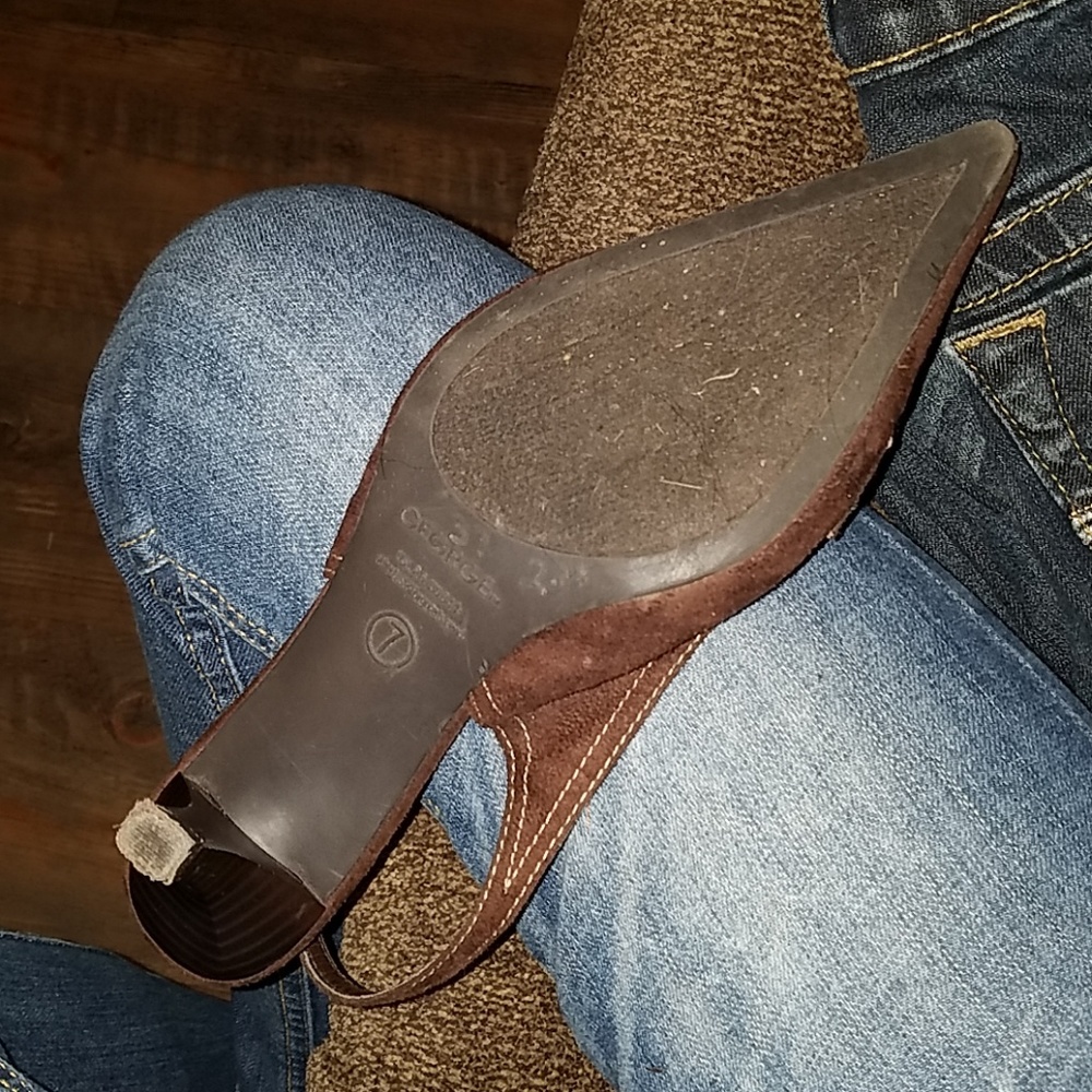George chocolate brown dressy sandals heels sz 7 - Picture 4 of 5